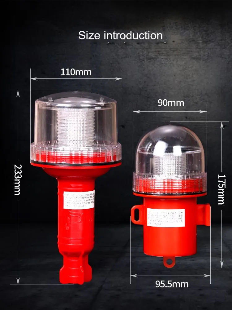 Lâmpada de led para navegação, luz led marinha de navegação solar ip65 à prova d'água, lâmpada de indicador externo de 0.7w 3.7v 1800mah bateria led luz de advertência do estroboscópio