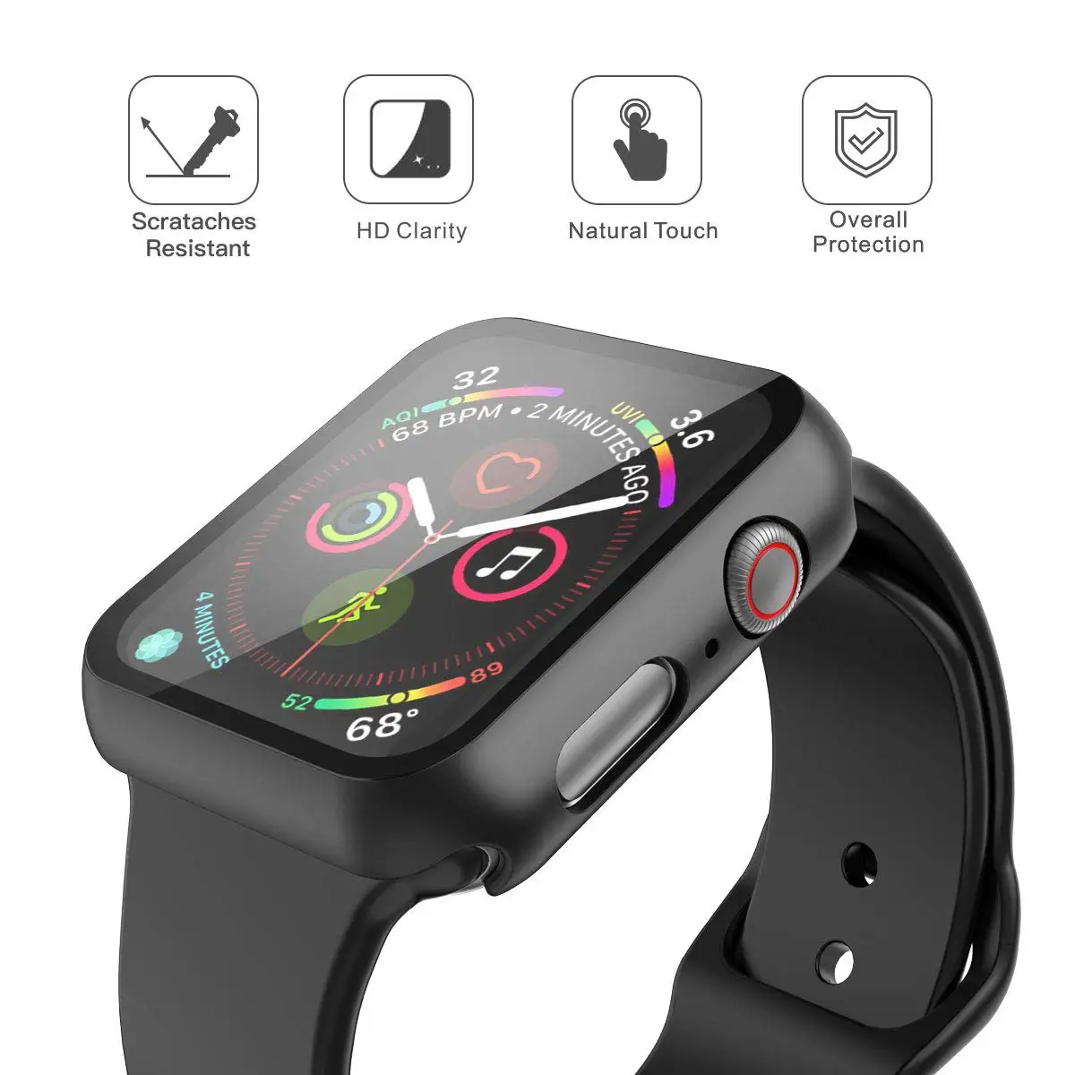 Glass+Cover For Apple Watch case 45mm 41mm 44mm 40mm 42mm iWatch Accessories Screen Protector Apple watch series 3 4 5 6 SE 7 8