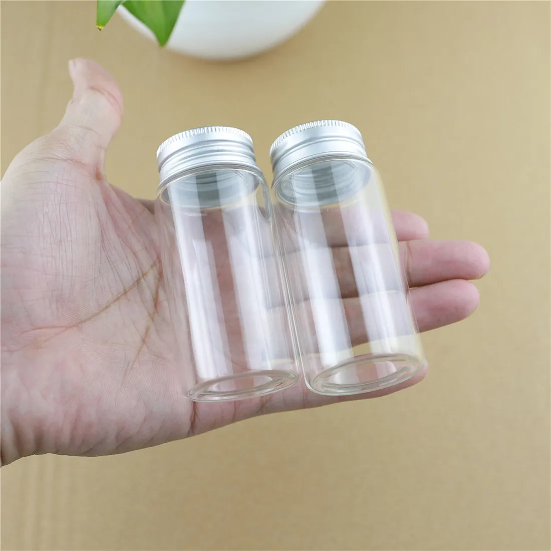 24pcs/lot 37*80mm 60ml Glass Bottle Empty Mini Jar Container Small Diy DECORATIVE BOTTLES Glass Spice Storage Jars Containers