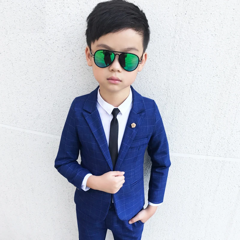 Flower Boys Formal Jacket +Pants 2Pcs Mariage Clothing Set Gentleman Kids Wedding Suit Children Performance Evening Dress