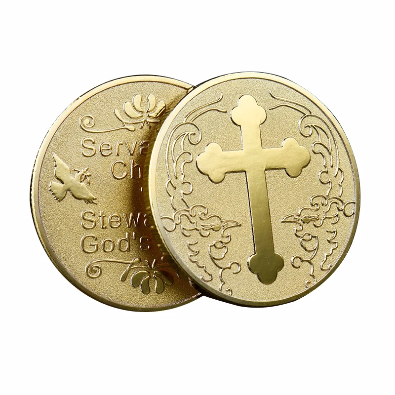 

New Cross Collectible Coins Servant of Christ Plated Gold Coin Steward Of God Gifts Souvenirs for Interior