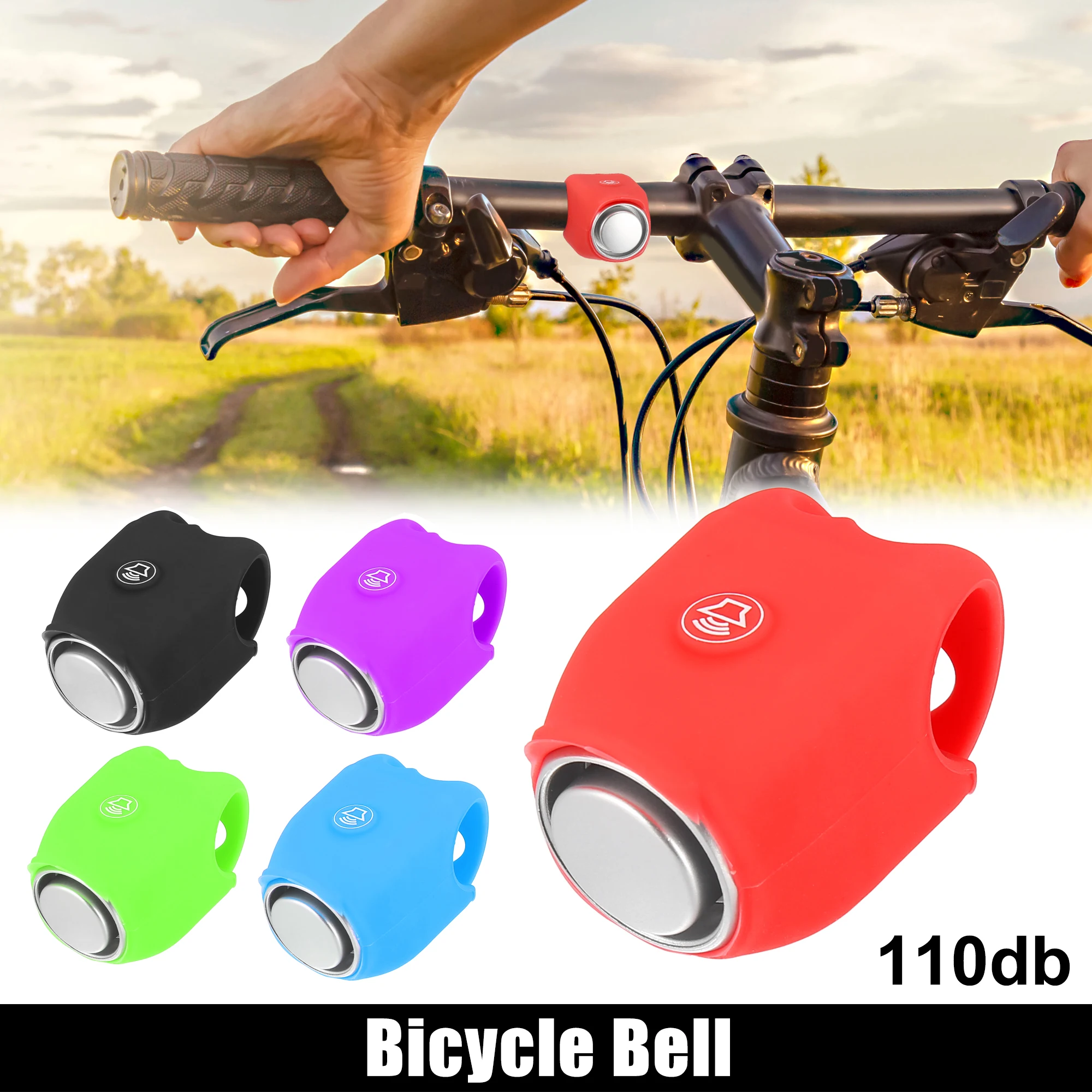 Electric 110db Bike Bell Horn Ring Loud Bicycle Alarm Handlebar Loud Horns Silicone Cycling Safety For Mountain Road Bike