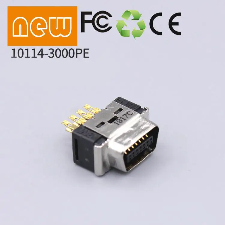 2 개/몫 MDR 14 핀 10114-300010314-52A0-008 커넥터 100% 신규 및 원본