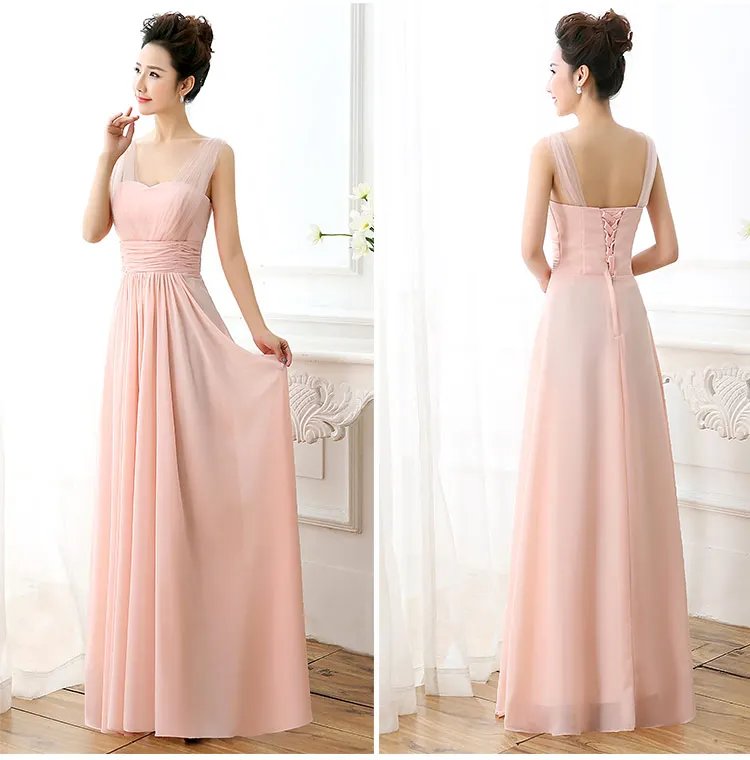 Custom Made Mint Green Pink Coral White Long Bridesmaid Dresses Purple Royal Blue Chiffon Wedding Party Dress Women Formal Robe