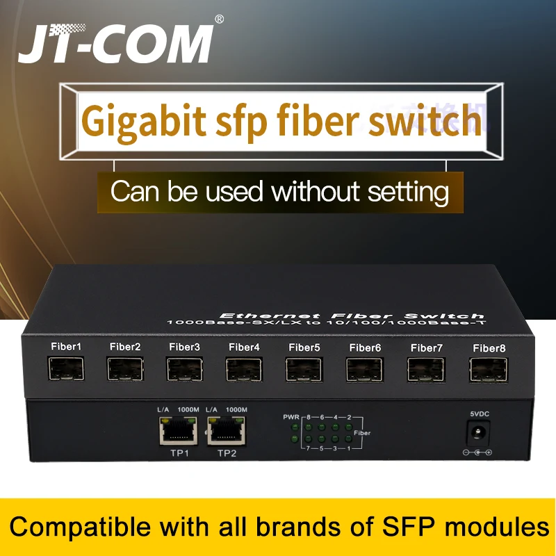 Gigabitowy przełącznik światłowodowy SFP 1000 mb/s konwerter transmisji SFP 8 Port światłowodowy SFP i 2 porty RJ45 8G2E światłowodowy włącznik