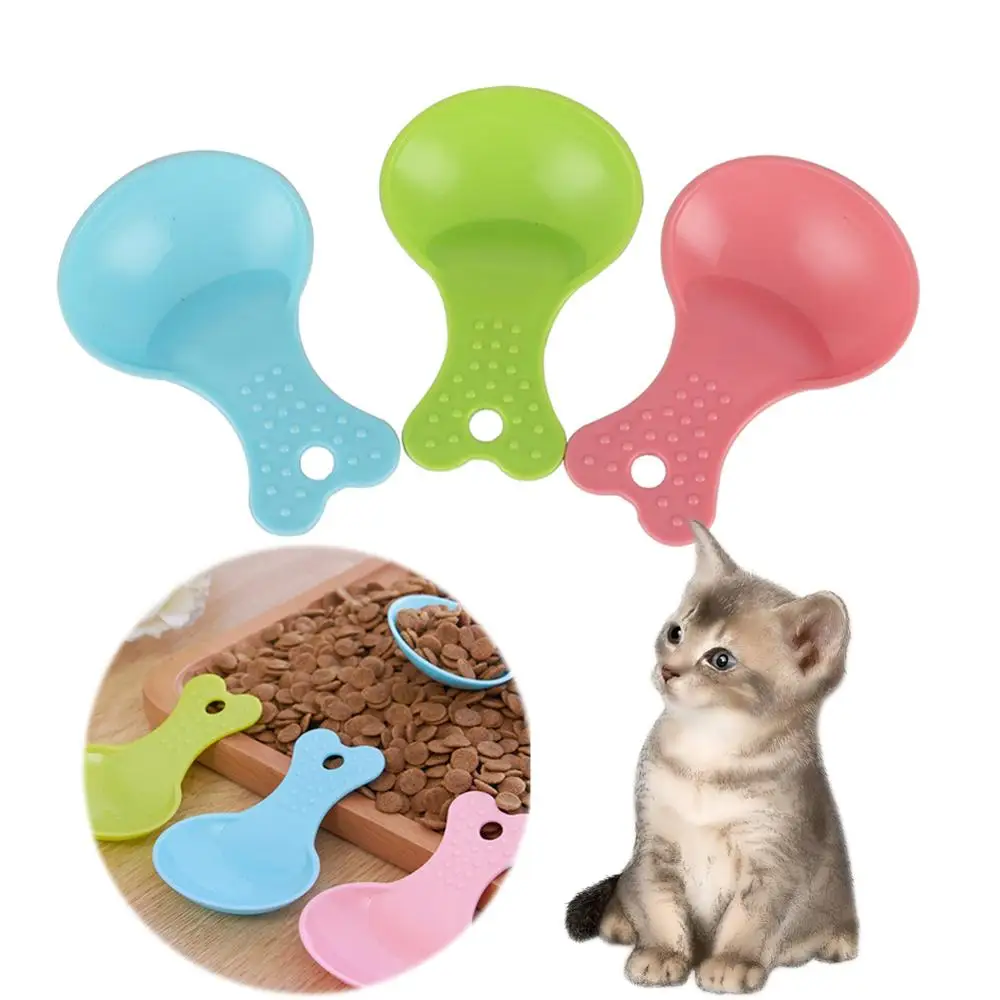 2 Pcs Plastic Pet Food Spoon Dog Cat Food Shovel Pet Feeder Feeding Supplies  Pink Green Blue Optional