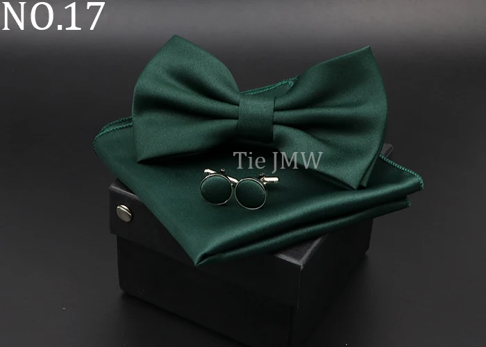 Herren Klassische Helle Farbe Bowtie Set Grün Rosa Blau Rot Fliege Manschettenknöpfe Hochzeit Krawatten Taschentuch Party Geschenk Krawatte Hemd zubehör – Detail 17