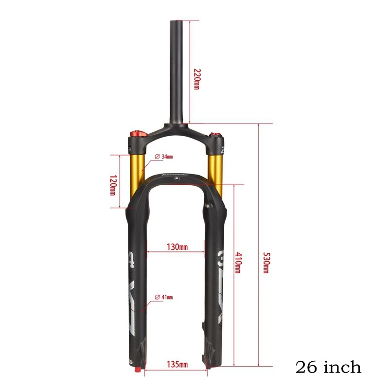 KRSEC XR34 Snow Bike Shoulder Controlled Damping Air Fork 26 Inch Straight Pipe Front Forks Bicycle Parts