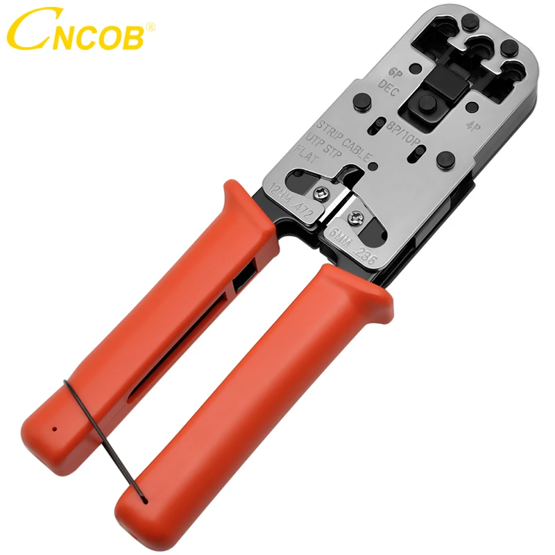 CNCOB Cable Crimper,3 Modular Crimping Tools for cut,strip,and crimp 8P8C/RJ-45,6P6C/RJ12,6P4C/RJ-11,4P4C&4P2C in one tool