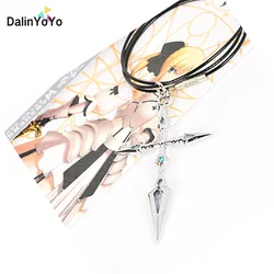 Anime Fate Stay Night Saber Leather Metal Necklace Cross Neckless Neclace For Men pendants Jewelry Accessories