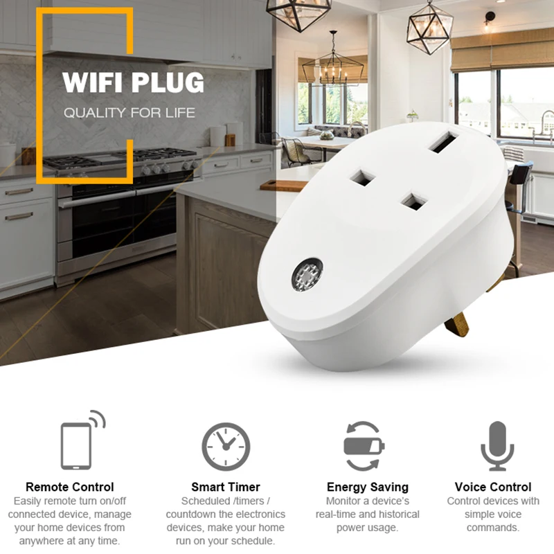 Tuya-tomada inteligente sem fio com wifi, plugue de alimentação, interruptor de controle remoto 802.11n, ue, ru e eua