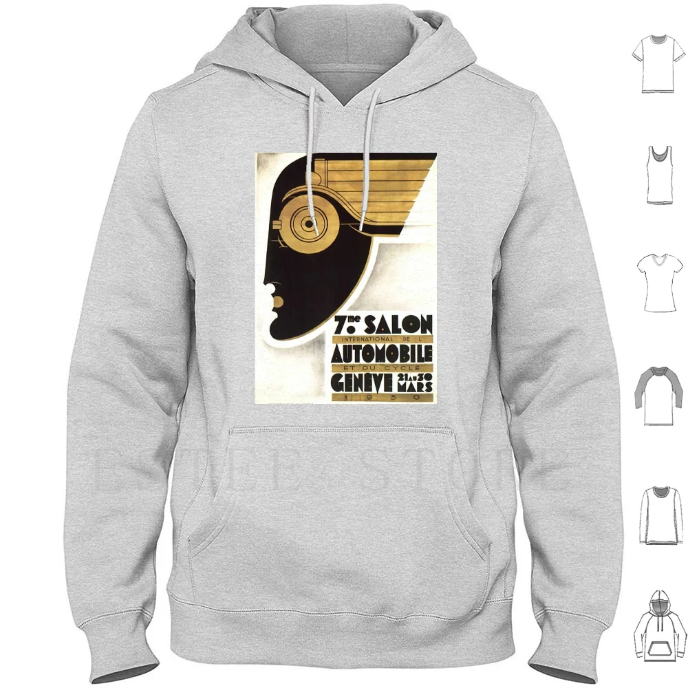 Noel Fontanet-Salão De Geneve, 1930, Art Deco Poster Hoodies Manga Longa 1920 1930 1920s 1930s Arte Arte Arte