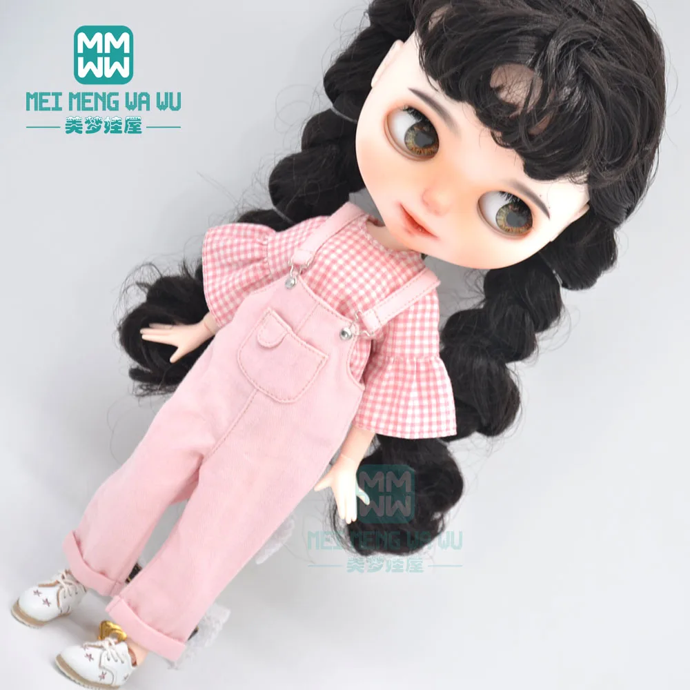 Clothes for doll fits 28-30cm Blyth Azone OB22 OB24 doll accessories fashion powder strap dress, T-shirt