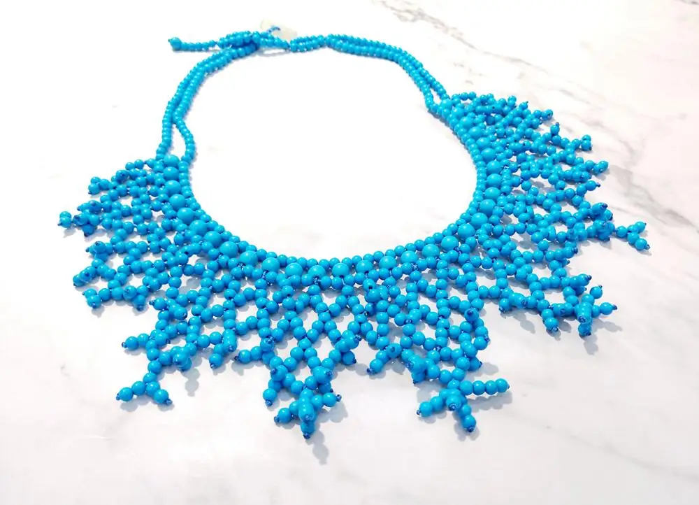 LiiJi  Stocksale Necklace Blue Turquoises Statement Big Necklace Only 1PCS each stock Jewelry for Women Wedding