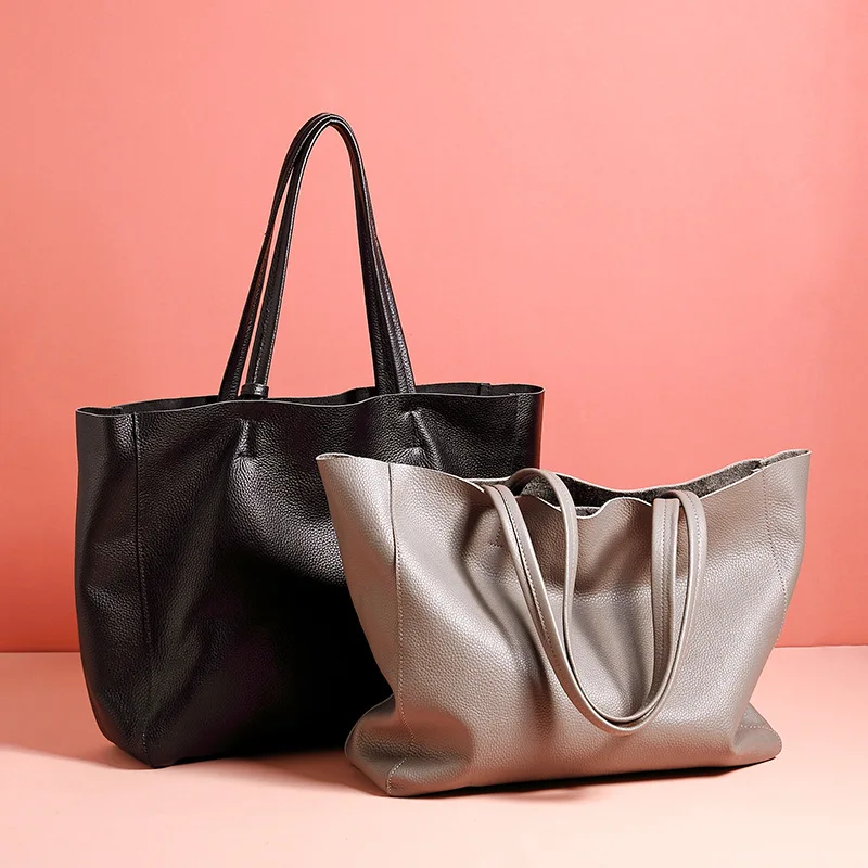 

Handbag Large-capacity First Layer Cowhide Trend Fashion Leather One-shoulder Tote Bag All-match