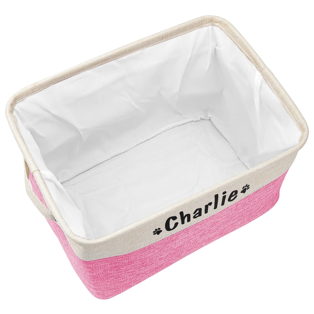 Custom Pet Toy Storage Bin Canvas Dog Toy Box Storage Basket Pet Dirty Clothes Leash Basket Collapsible Bin  Pet Accessoreis