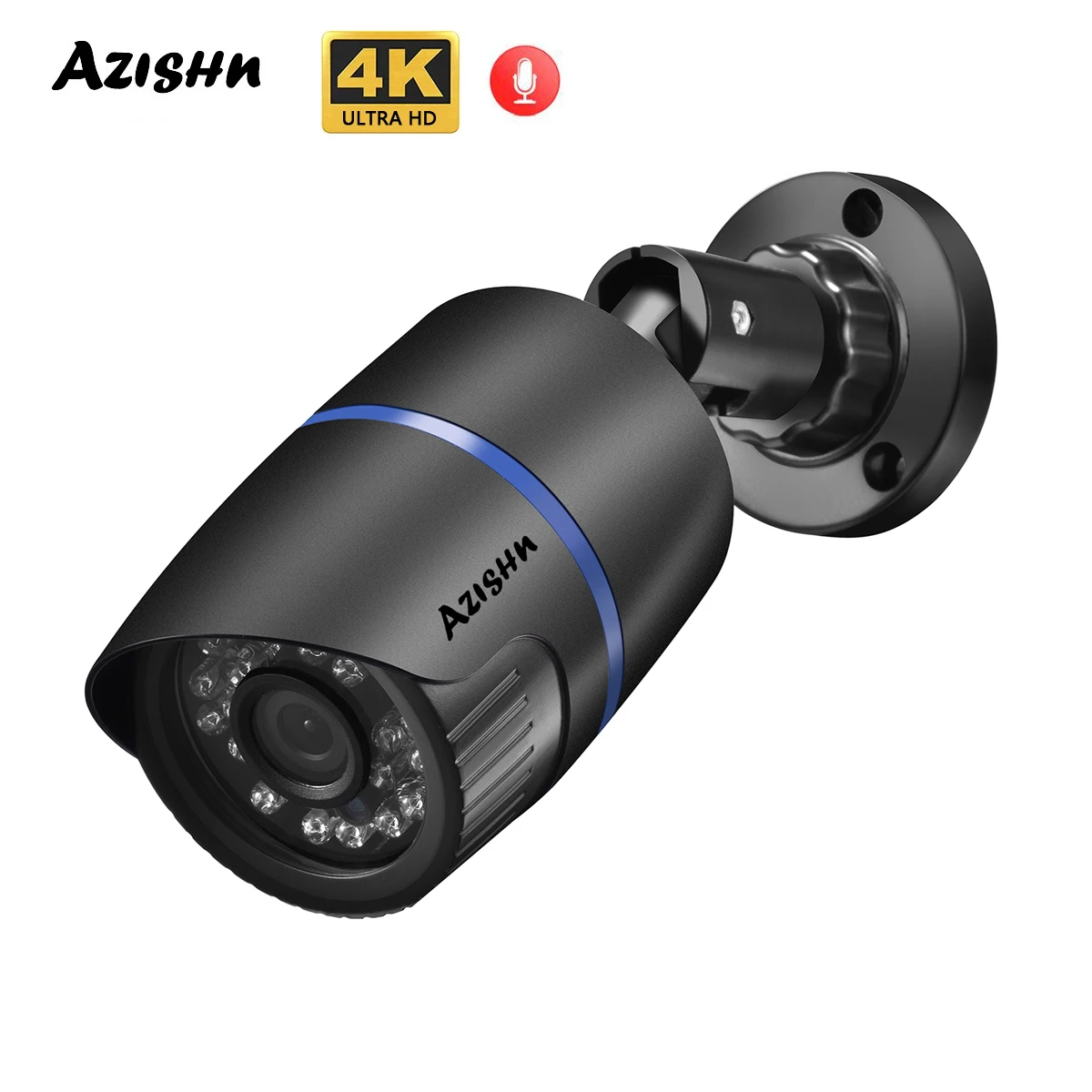 

AZISHN 8MP Ultra HD 4K IP Camera Outdoor POE H.265 Onvf Bullet CCTV Home 5MP 4MP Night Vision Motion Detection Security Camera