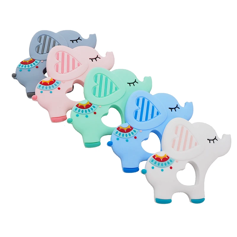 

Chenkai 10PCS Silicone Elephant Koala Animal Teether Baby Cartoon Teether Pacifier BPA Free Infant Chew Necklace Teething Toy