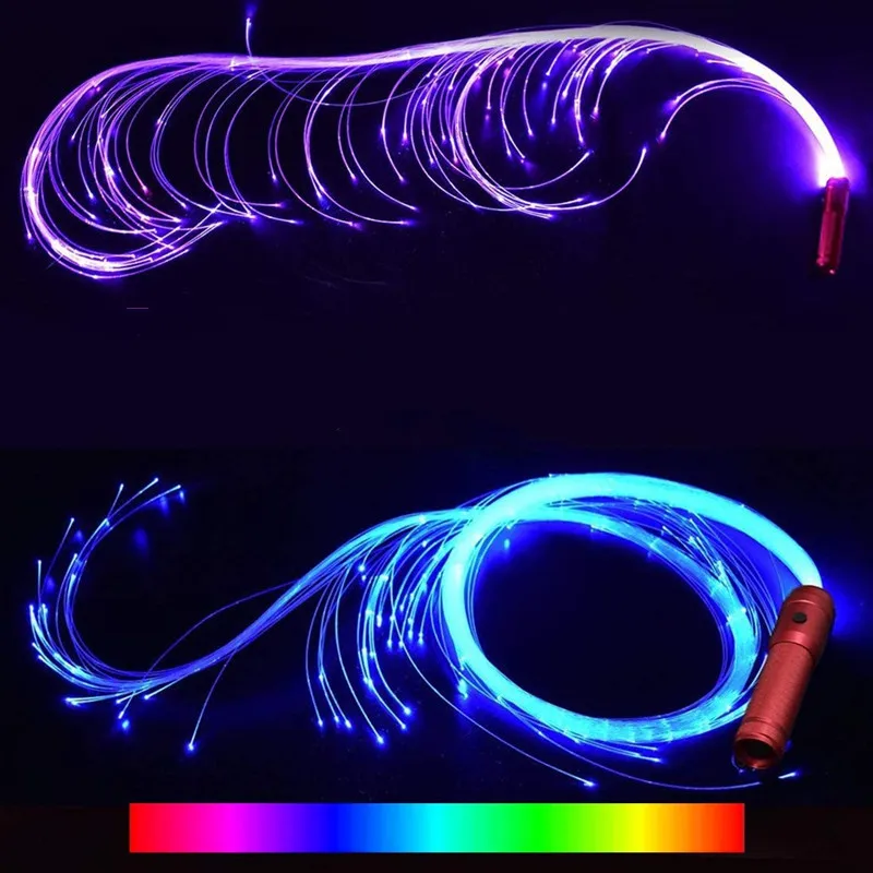 Fouets de breven Fibre Optique LED, Corde Flash, Lumière Super Brillante, Colorée, pour Boîte de Nuit, Bar, Balançoire, Jouet de ix