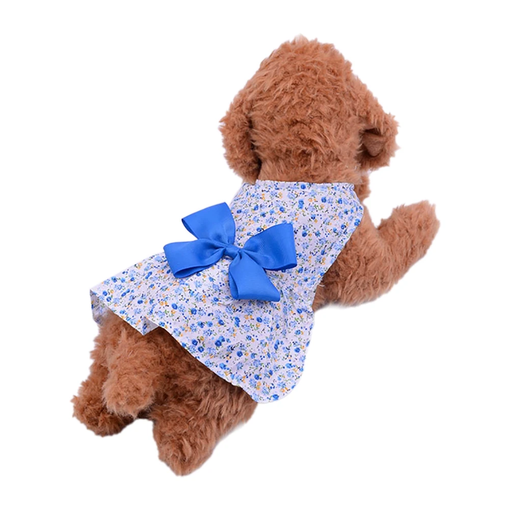 Pet Dog Clothes Cotton Material Sunscreen Vest Breathable Cool Vest Cute Printed Puppy T-shirt Bow Floral Dress Summer