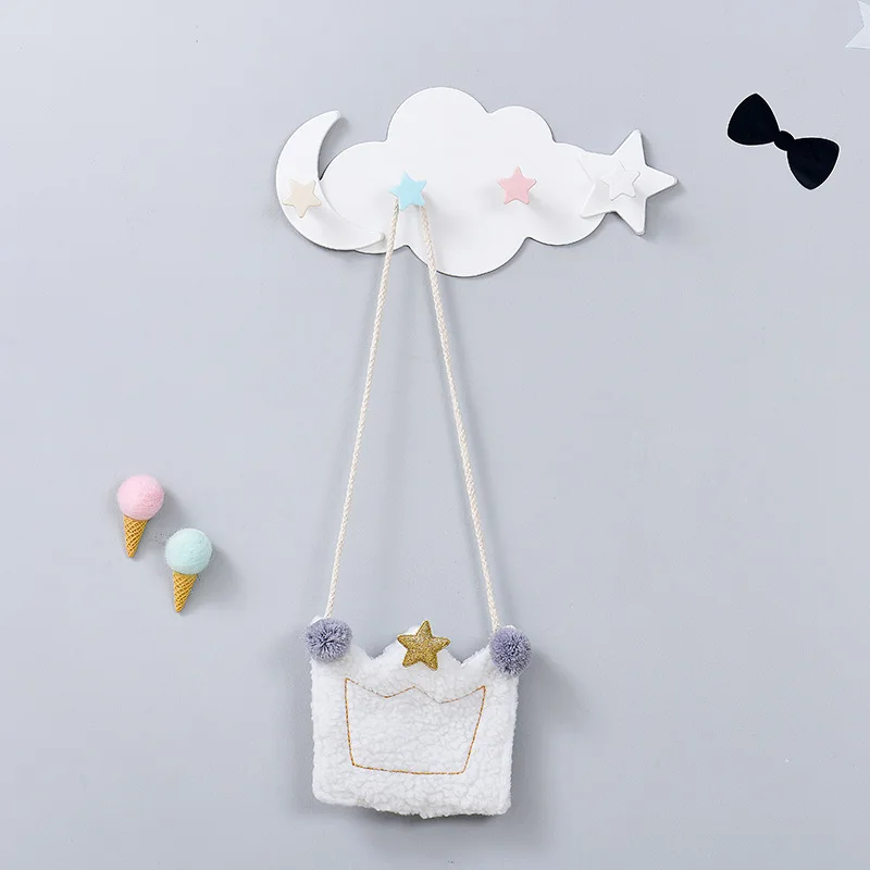 1pcs Cute Cloud Star Wall Mounted Hooks DIY Plastic Clothes Hooks Shelf Hanging Hanger Adhesive Hooks Home Racks Wall Decoration