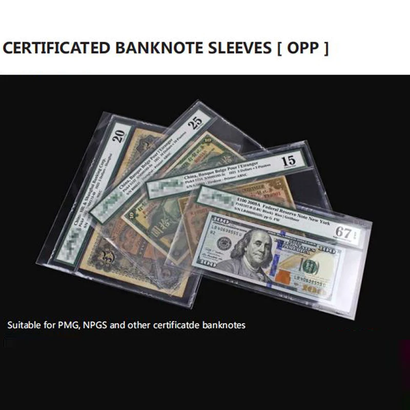 New Banknote sleeve bill/  banknote hard holder / currency paper money protect  bag 10pcs/lot New certificated banknote sleeves