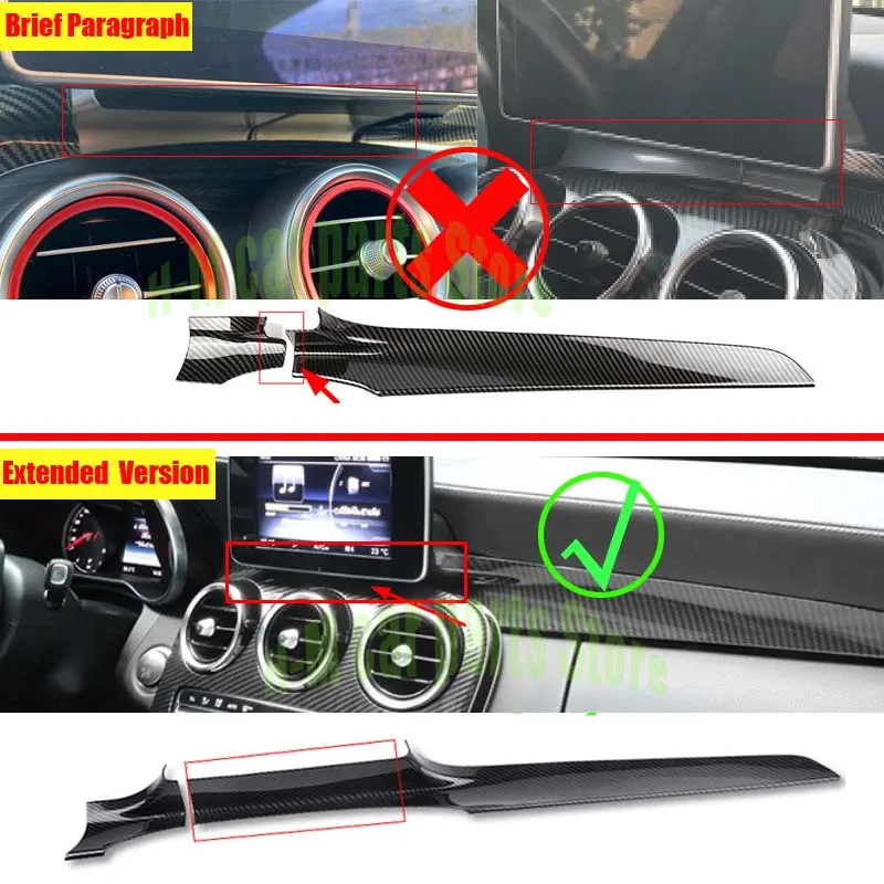 For Mercedes Benz C Class GLC W205 180 200 X253 260 2015 -18 LHD Car Center Console Dashboard Trim Strips Carbon Fiber Color