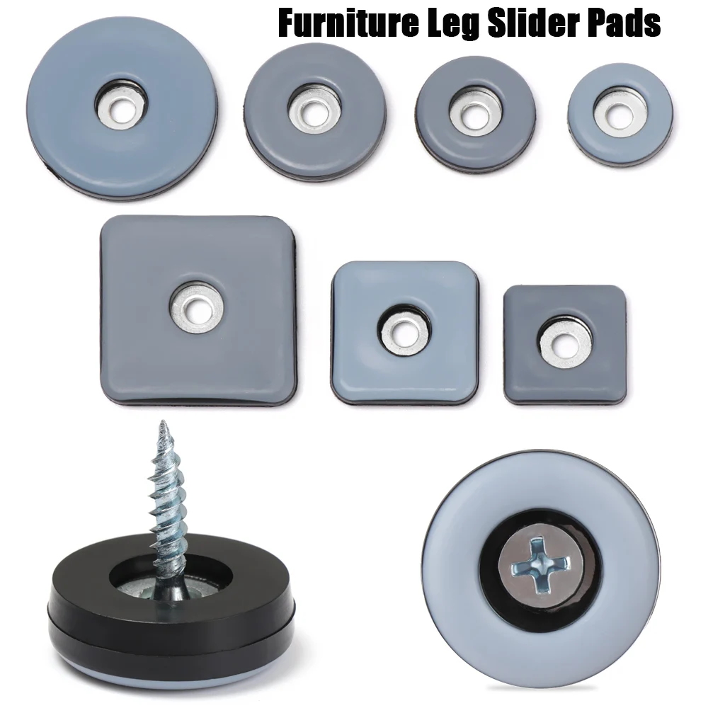 4/8pcs Furniture Leg Slider Pads Easy Move Heavy Furniture Table Bases Protector Legs Anti-abrasion Floor Mat with Screws