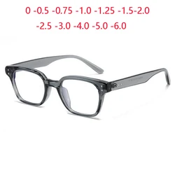 Blue Light Blocking Square Prescription Spectacles With Power TR90 Optical Nearsighted Glasses Diopter 0 -0.5 -0.75 -1.0 To -6.0