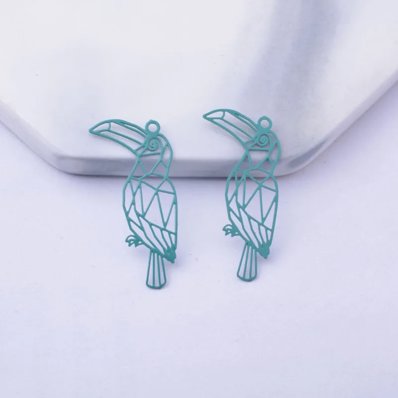 50 Stück AC12434 25*20mm Messing Tieranhänger Papageien-Charms in Silber- und Goldfarbe Kleine Anhänger für DIY-Schmuck und Ohrring-Zubehör – Detail 13