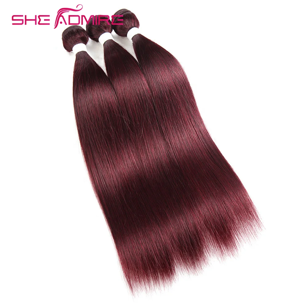 

Straight 99J Bundles Brazilian Human Hair Weave Pre-Colored Remy Burgundy Hair 3 PCS Bundle Deals Sale Red Wine Hair Extensions