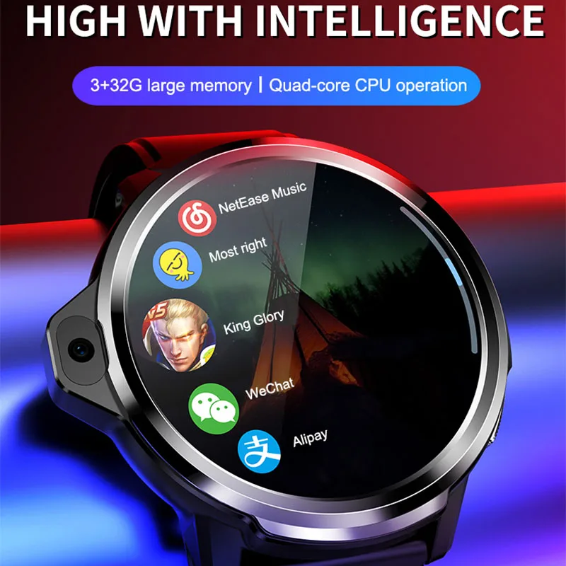 방수 3 기가 바이트 32 기가 바이트 럭셔리 1.6 인치 4G 안드로이드 스마트 워치 GPS 전화 블루투스 스마트 워치 g메일 이메일 푸시, 남성