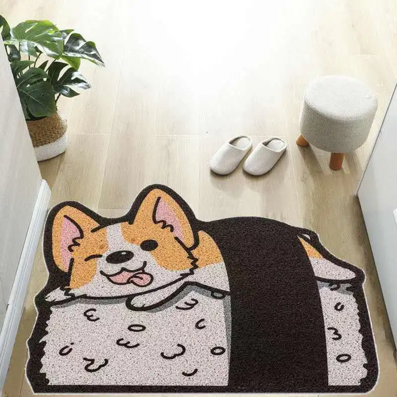 Cartoon Animal Welcome Mat Sand Scraping Door Entrance Hallway Bath Non-Slip Rug Dust Removal Carpet Wire Loop Footpad Doormat