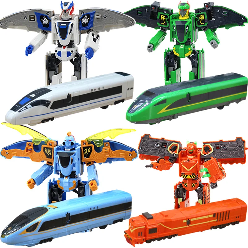 Abs clássicos china trem ferroviário de alta velocidade super robô transformação brinquedo deformação carro figura ação chsr brinquedo para crianças brinquedos