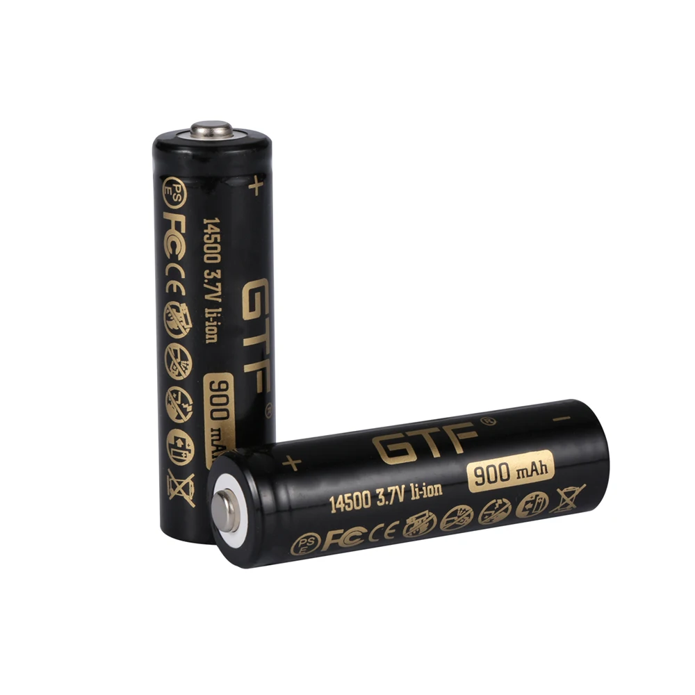 Li-Ion Bateria Recarregável para Lanterna, Controle Remoto, Toy Point Head, Real Capacity, GTF 14500, 3.7V, 900mAh
