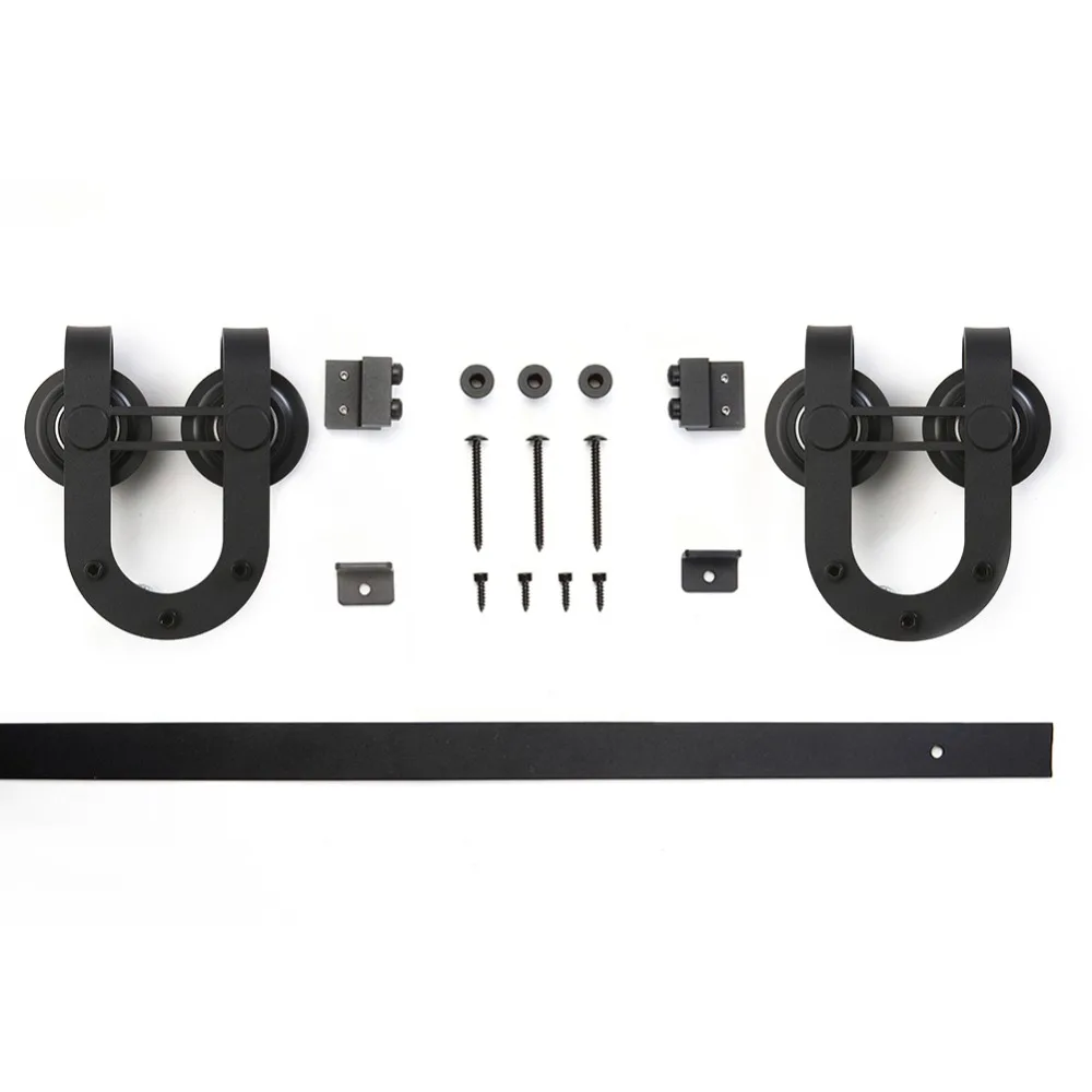 3.3 FT High Cost-Effective Black Carbon Steel REAL Mini Rustic Barn Door Hardware Track Kit for Kitchen Bathroom Cabinet Door