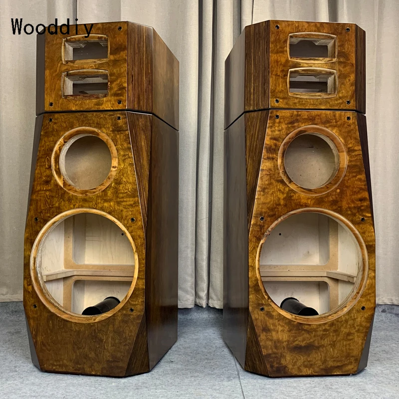 

Wooddiy 15 Inch One Pair Three-way Four-way Hifi Speaker DIY Floor Loudspeaker Wood Cabinet Shell Birch Plywood Bevel