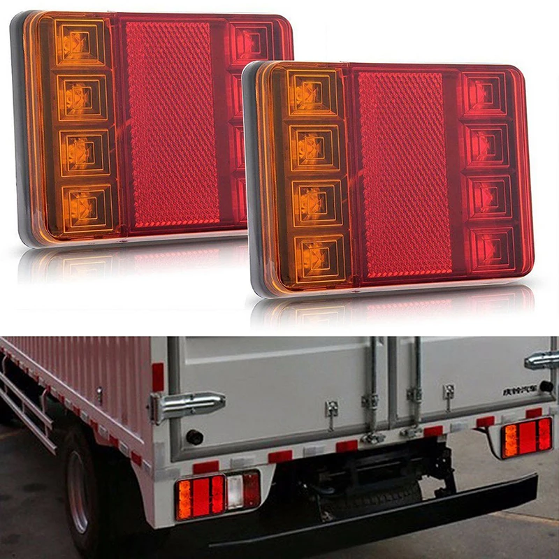 Waterproof 8 LED Rear Tail Light Warning Lights Rear Lamps Waterproof Tailight Parts for Trailer Caravans DC 12V