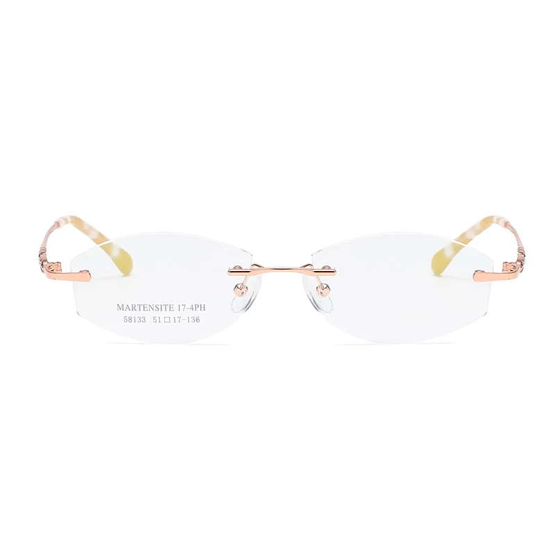 ZIROSAT 58133 Rimless Gold Glasses Frame Women Light Weight Optical Rim Eyeglasses Frames Prescription Myopia Spectacles