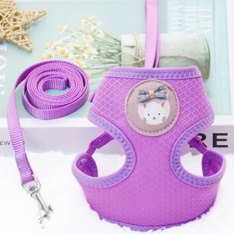 Breathable Cloth Small Dog Harness and Leash Rabbit Chest Strap Newborn Collar Pet Product Small Dog Harness Mini Weight 3-5 kg