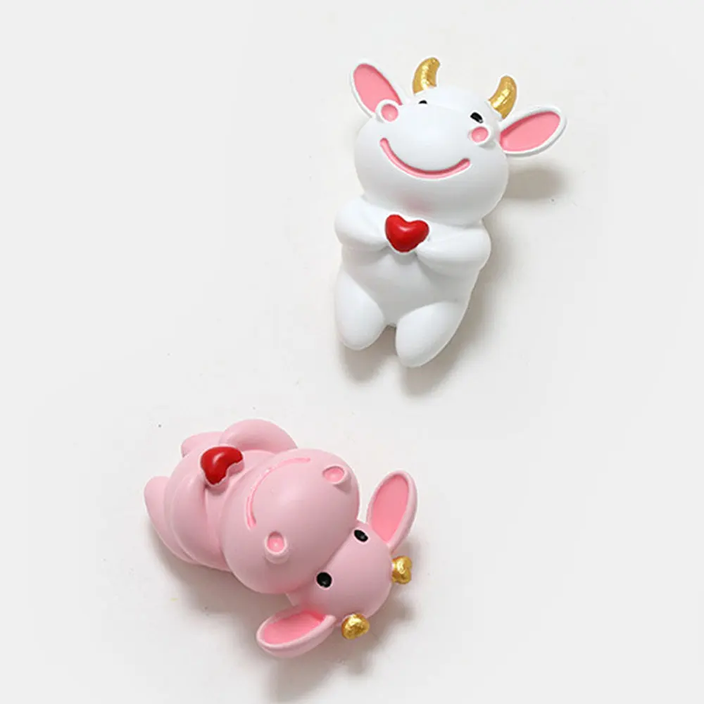 Three-Dimensional Personality Calf Refrigerator Magnet Animal Holding Love Cartoon Cute Creative Art Design Post-It Message