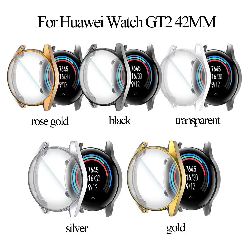 Casing jam tangan TPU cangkang kulit modis pelindung layar penutup penuh Electroplate untuk jam tangan Huawei GT 2 46mm 42mm