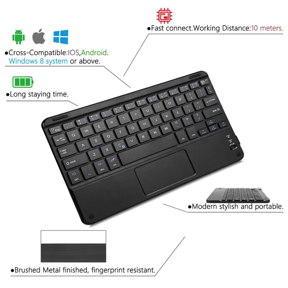 Imagem -02 - Teclado sem Fio Bluetooth com Touchpad Universal Portátil Mini Android Tablet pc Laptop