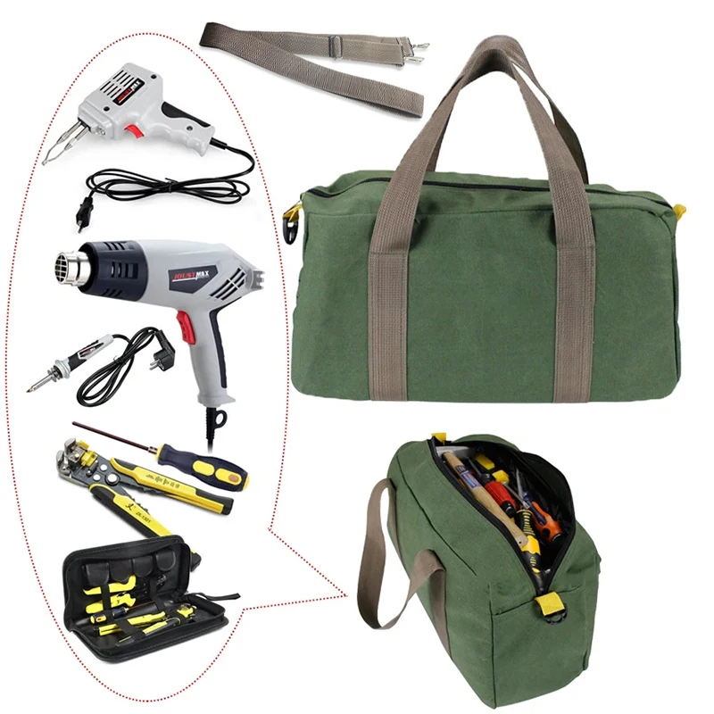 Large Capacity Tool Bag Multifunction Waterproof Oxford Canvas Hand Tool Storage Carry Bags Portable Metal Toolkit Organizer