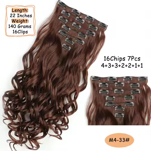 NICESY 16Clips Synthetic 24Inch Long Curly Hair Hairpiece Heat Resistant Hair Extension Clips In Ombre Black Brown Blond Women - Image 34