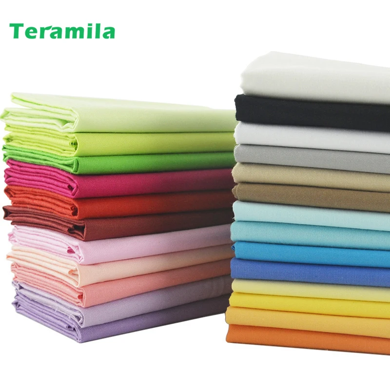 Teramila Cotton Fabrics 25 Solid Colors Charm Packs Fat Quarter Meter Home Textile For Bedding Quilting Patchwork Craft Clothing