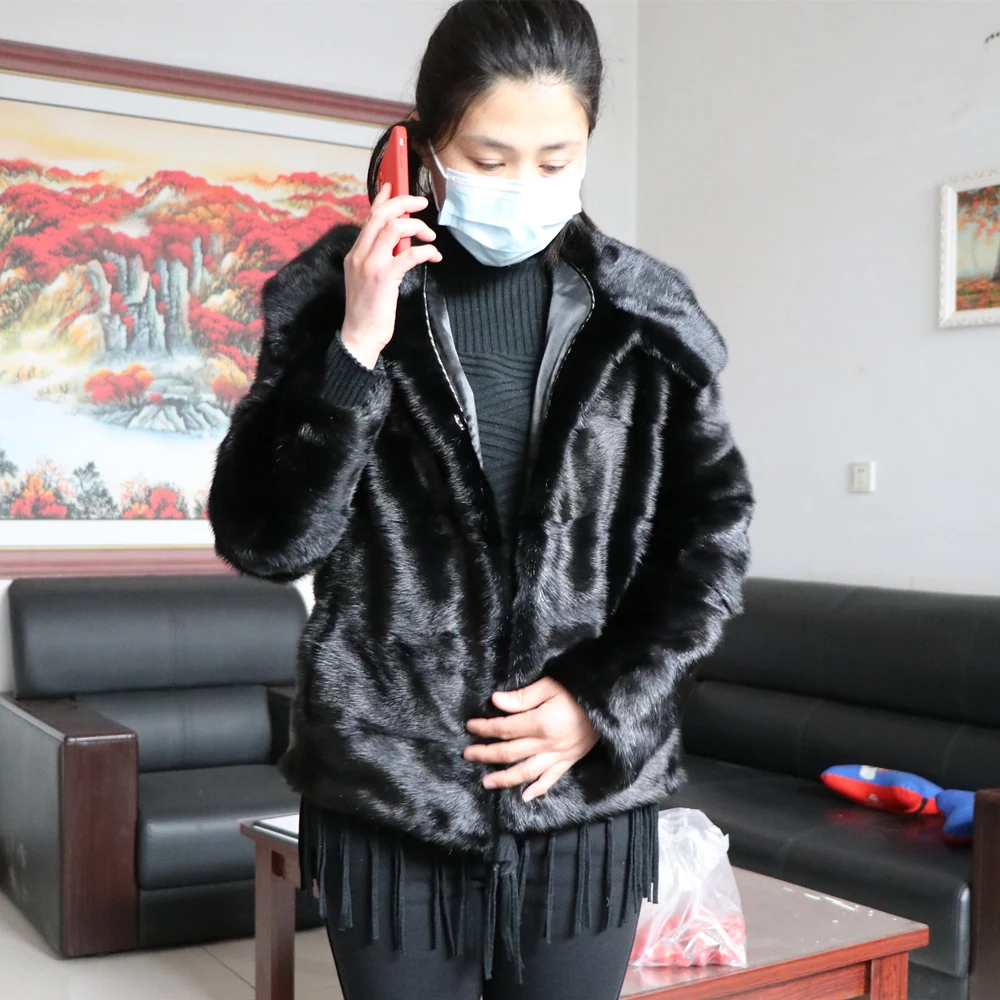 Fancy Rani luxury Women Natural Fur Coats Real Mink Fur Coat Hood Female Genuine Jackets short Ladies Winter Clothes Oversize