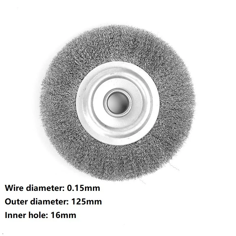 1pc 125mm Crimped Stainless Steel Wire Wheel 5inch Wires Brushes Bench Grinder Abrasive Tool For Metal Deburring 16mm Hole