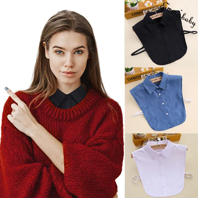 Women Ladies Fake False Lapel Half Shirt Style Blouse Detachable Removable Collar Unisex Men Women Accessories Neck Decor