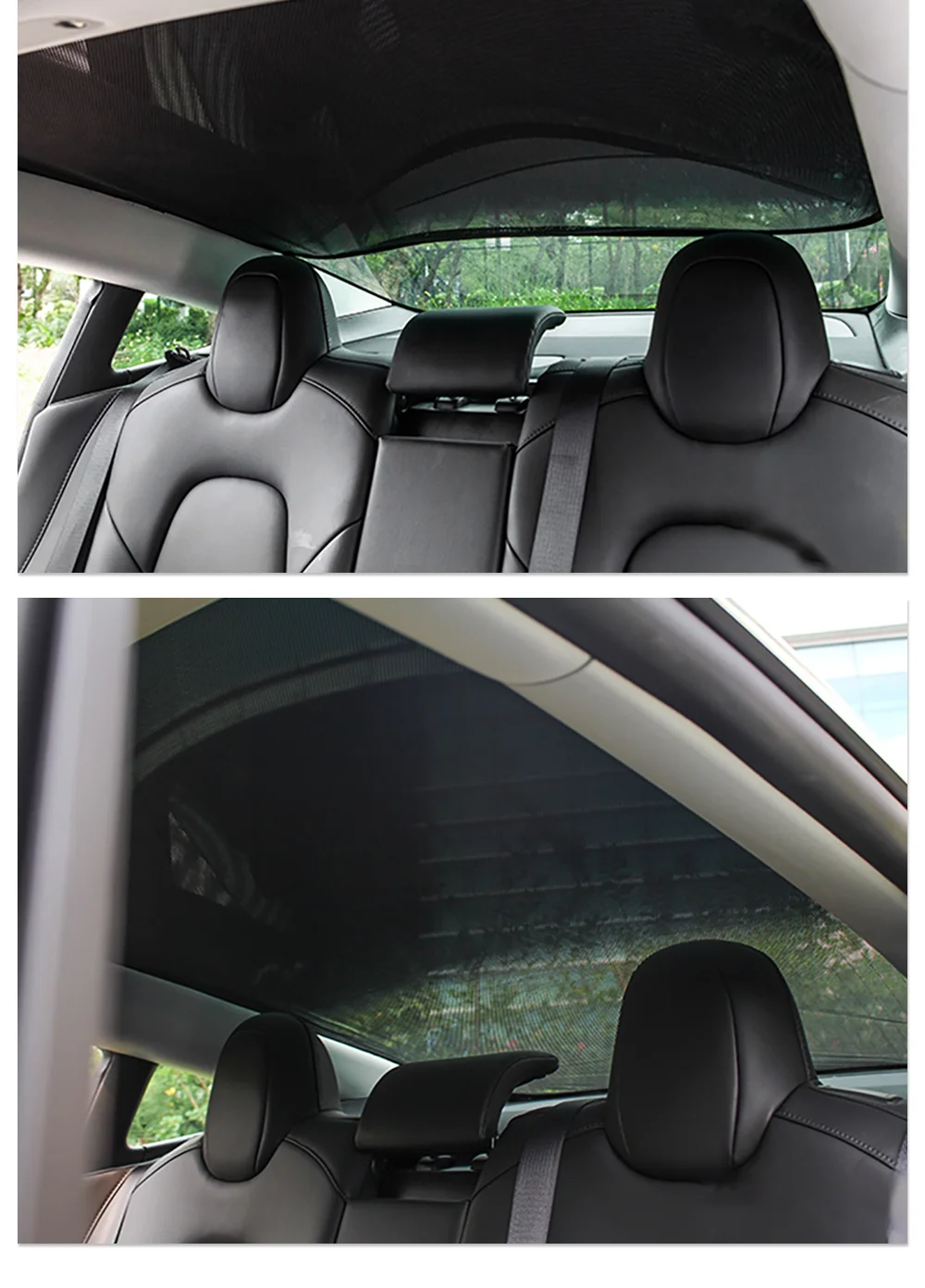 Auto Glasdach Sonnenschutz für Tesla Modell s 2014-2018 vorne hinten offen Schiebedach Windschutz scheibe Schatten Netz UV-Schutz Innen abdeckung – Detail 16